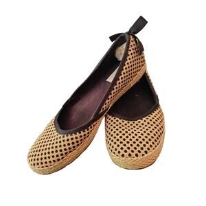 UGG Australia INDAH Marrakech Brown Black Polka Dot Ballet Espradille Flats 6.5